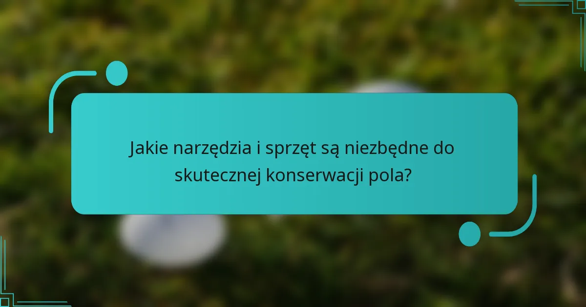 Jakie narzędzia i sprzęt są niezbędne do skutecznej konserwacji pola?